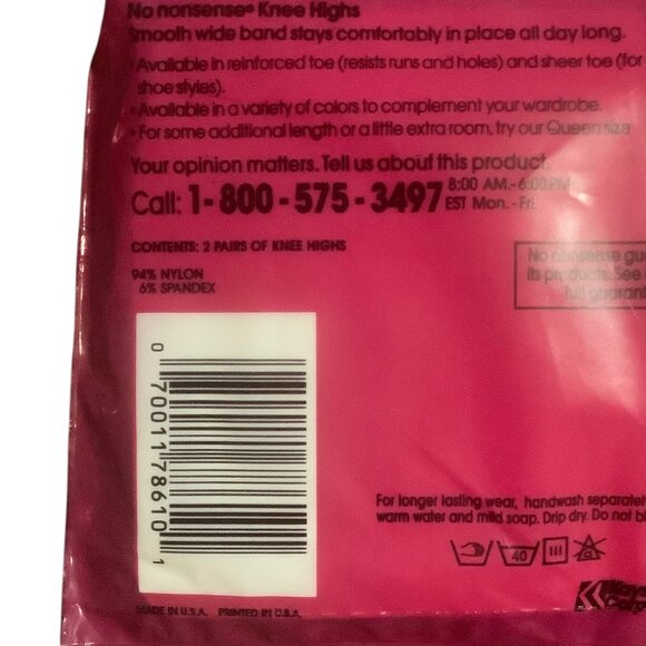 No Nonsense Knee Highs Reinforced Toe One Size Tan 2 Pairs 94% Nylon 6% Spandex - Picture 3 of 5